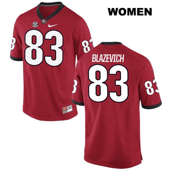 Georgia Bulldogs Women's Jeb Blazevich #83 NCAA Authentic Red Nike Stitched College Football Jersey FWQ3556LE